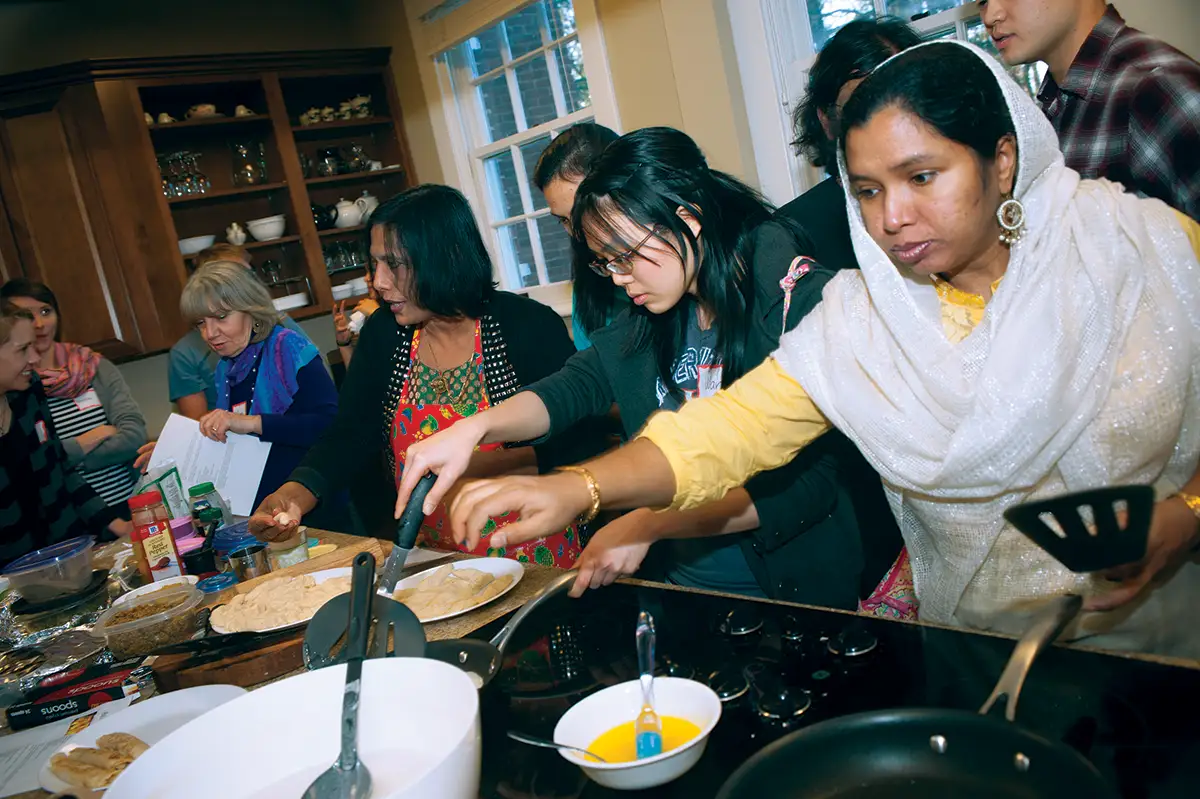 A cooking class at the International Center