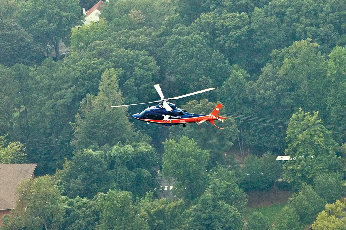 The helicopter 'Pegasus' in flight