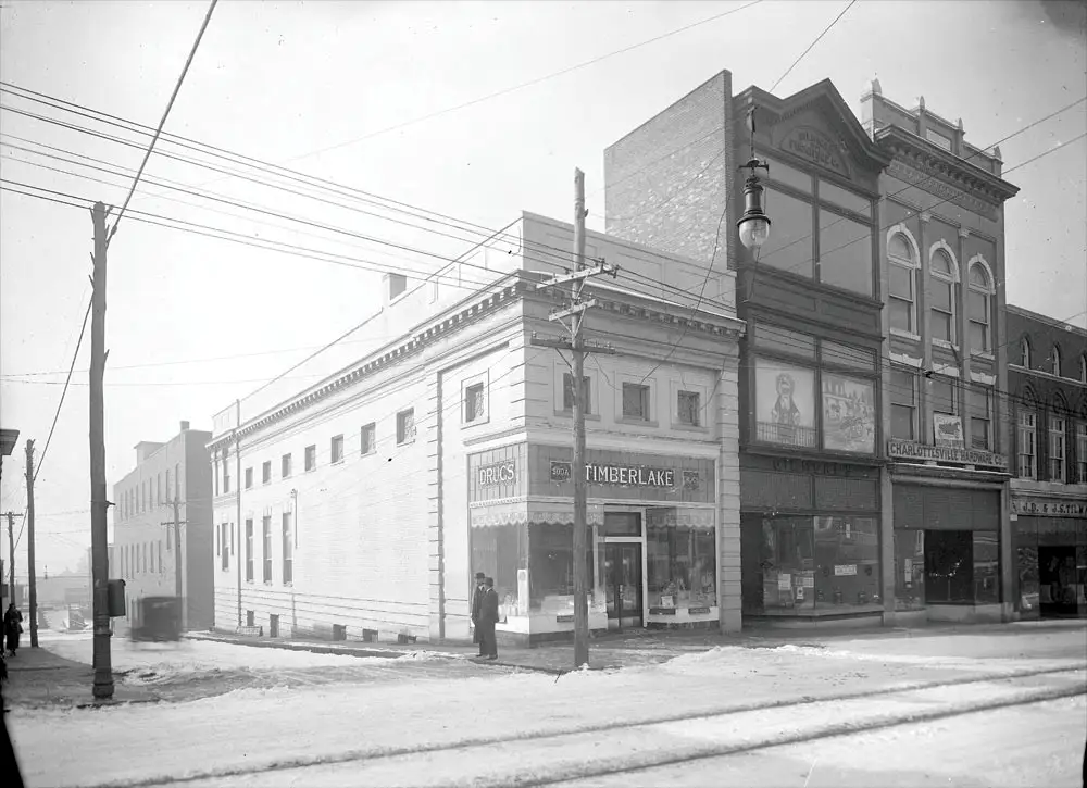 1917 photo of Timberlake's Drug Store taken by Rufus Holsinger