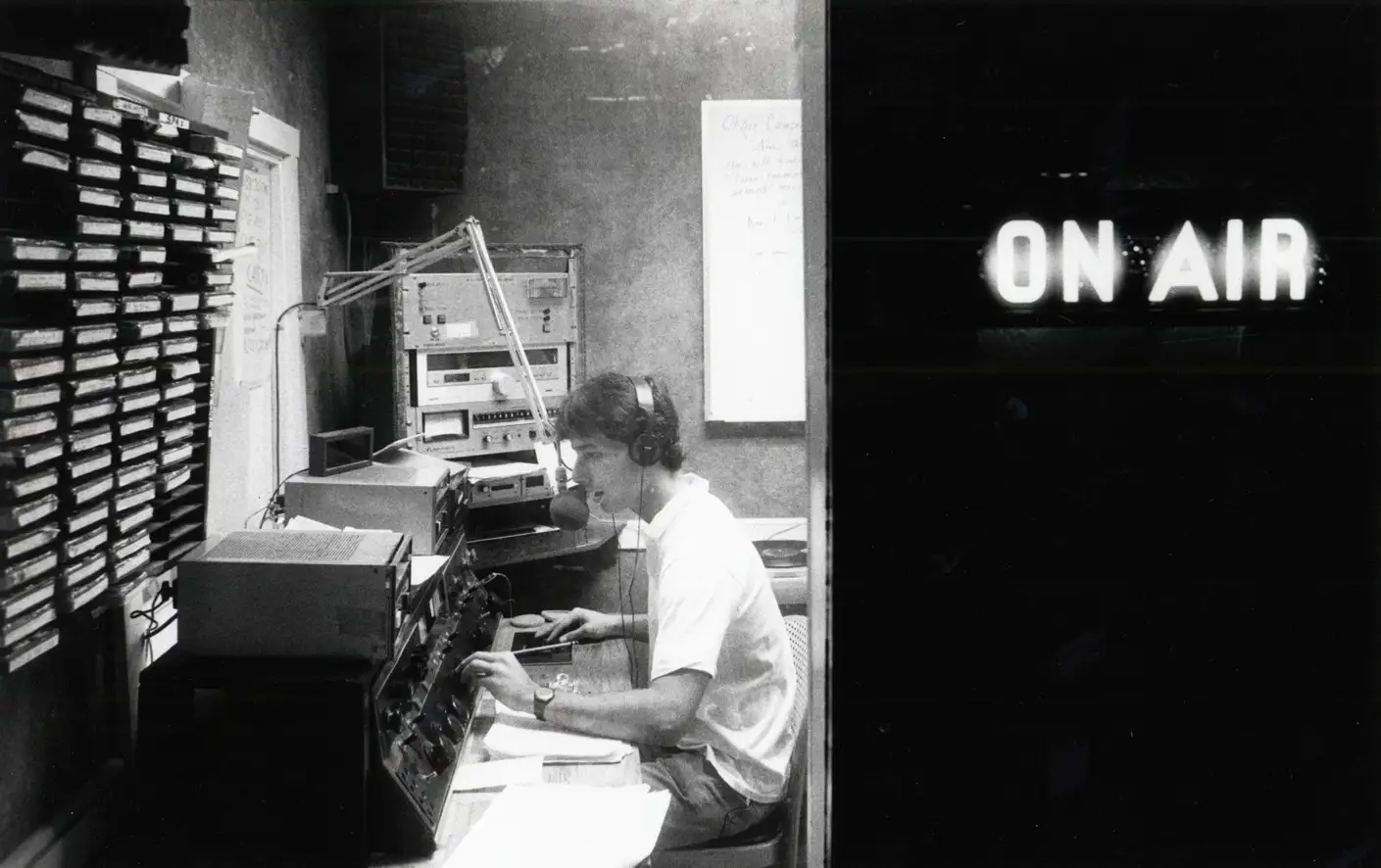 Radio announcer "on air"