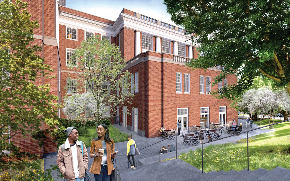 Rendering of new terracing on the east side of Alderman library