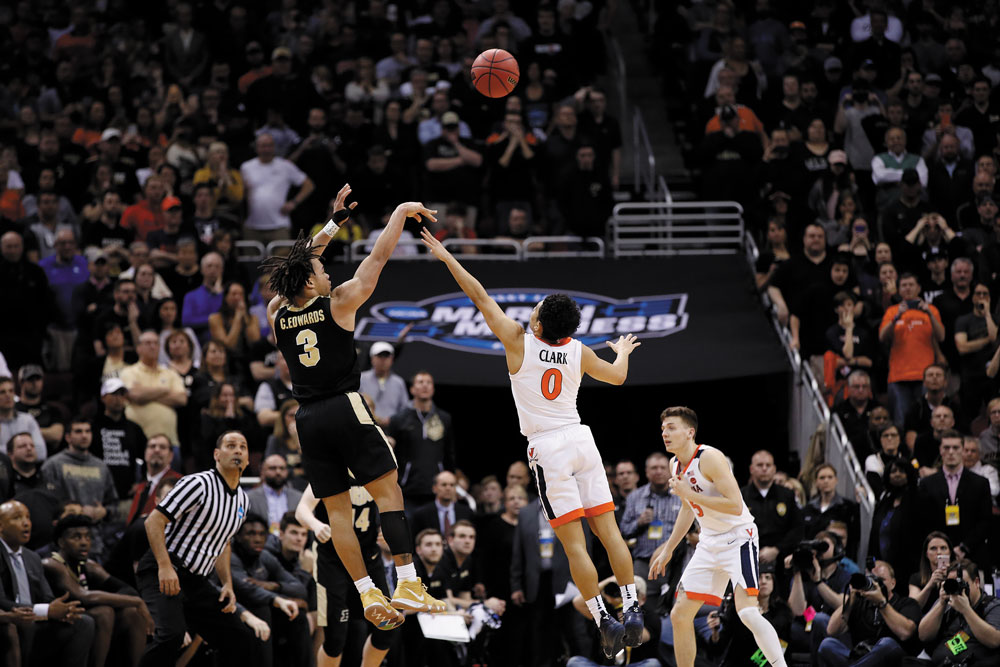 Purdue’s Carsen Edwards shoots over UVA freshman Kihei Clark