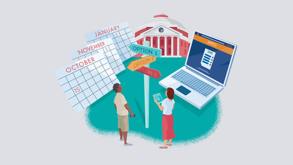 Illustration depicting people deciding when to apply