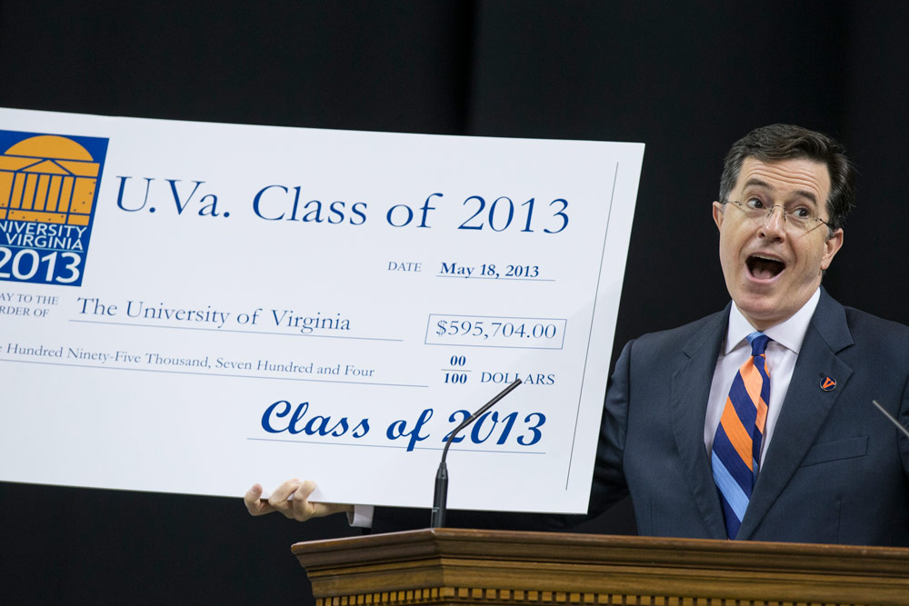 Comedian Stephen Colbert speaking at 2013 Valedictory Exercises