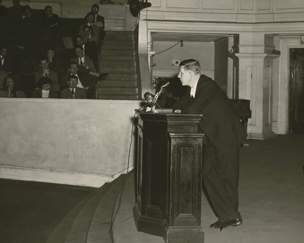 W.H. Auden speaking in Old Cabell Hall