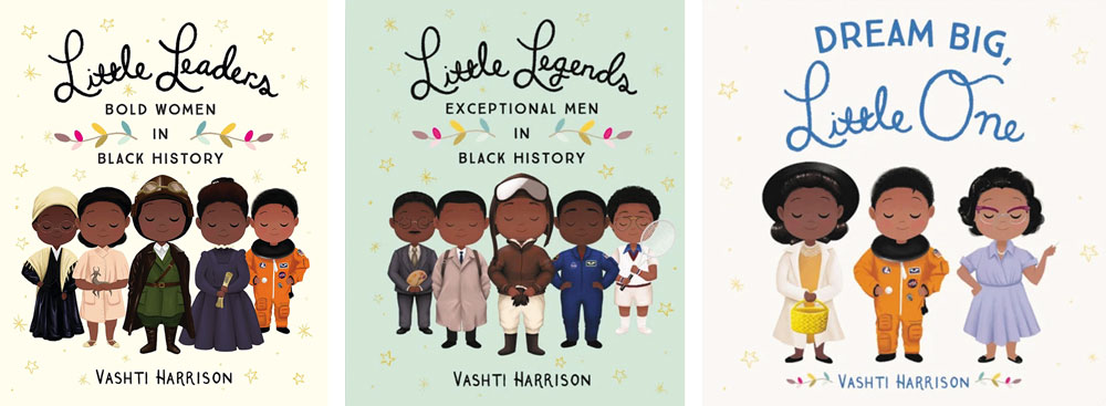 Covers of three books by Vashti Harrison