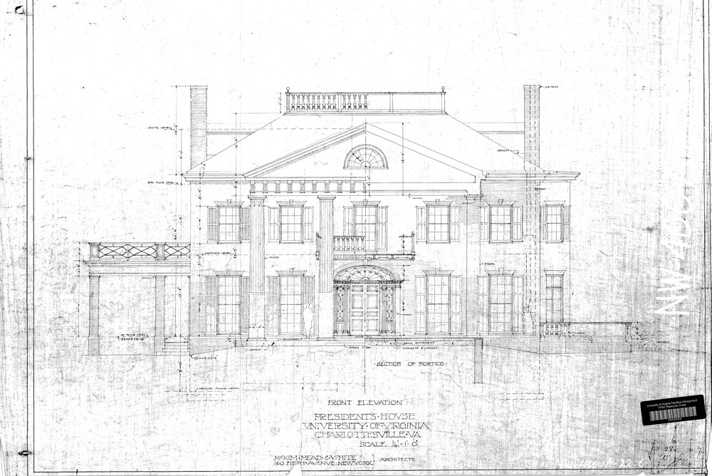 Front elevation architectural drawing of Carr’s Hill 