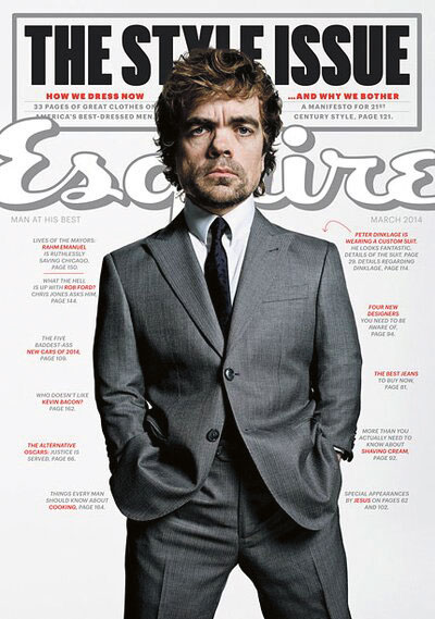 Cover of Esquire magazine featuring Peter Dinklage