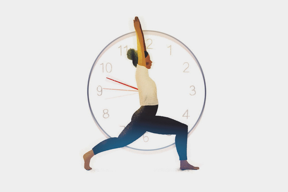 Illustration depicting a woman stretching