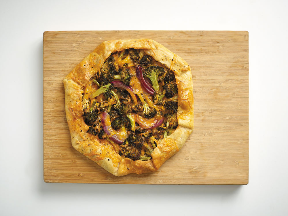 Roasted Broccoli, Red Onion and Double Cheddar Galette