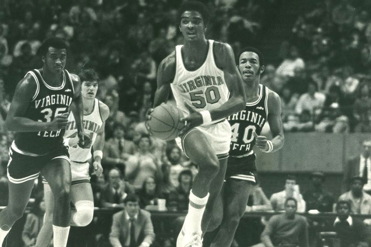 Ralph Sampson in action against Virginia Tech