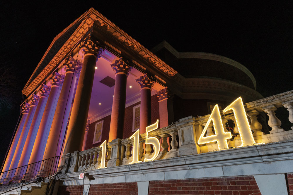 Lighting of the Lawn tribute with the slain players' numbers 1, 15, and 41 displayed