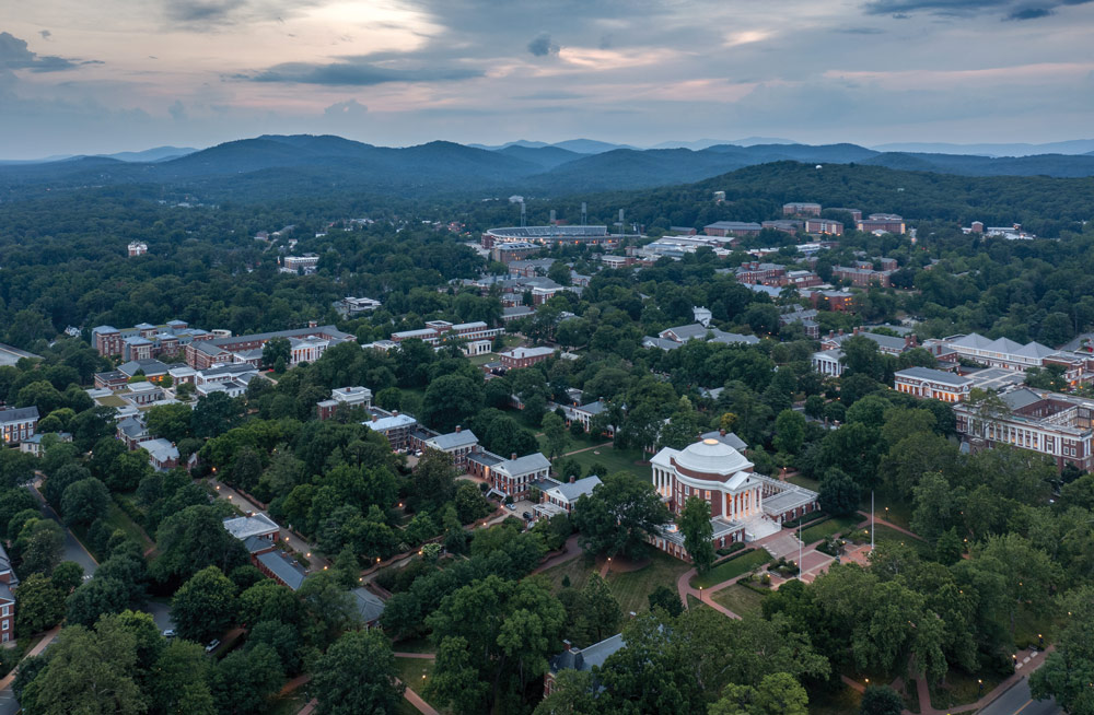 Aerial photo of UVA Grounds