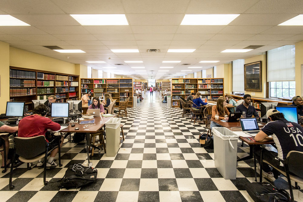 Students in Alderman Library