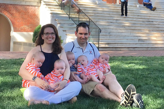 Moggie Bolton Baudinet and Michael Baudinet and quintuplets