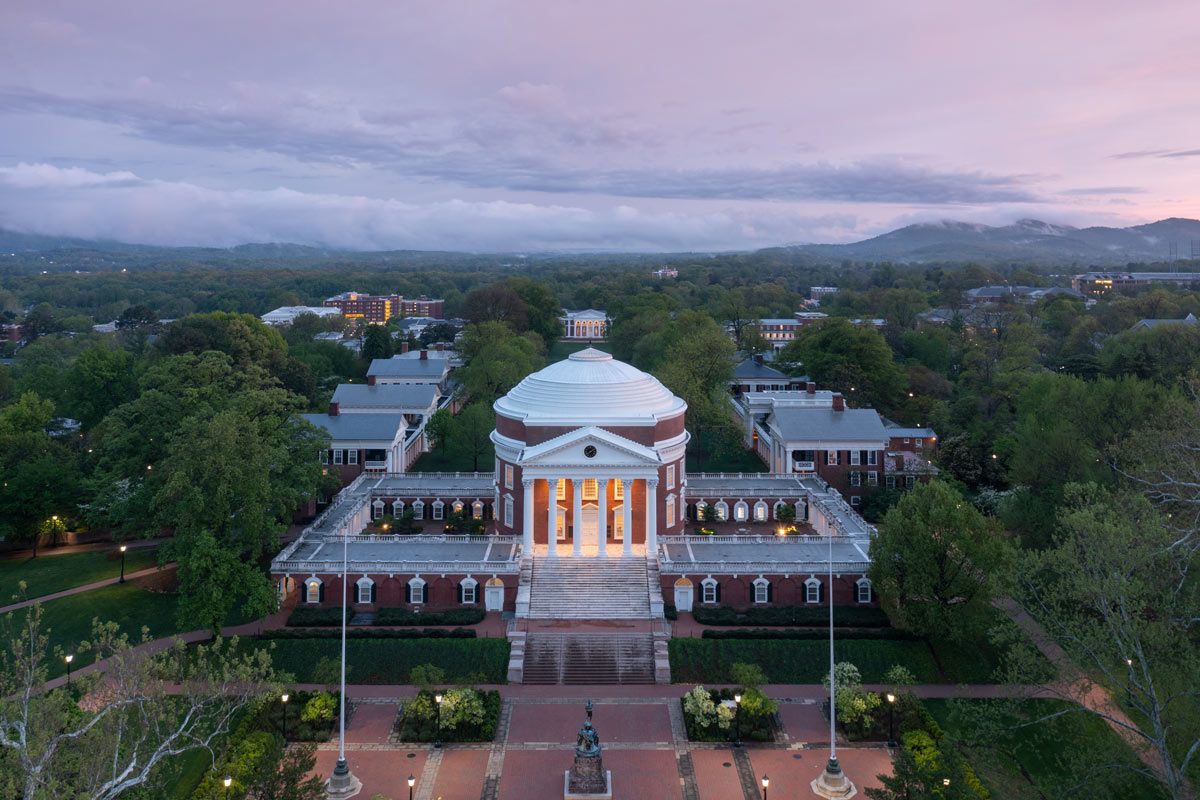 Aerial photo of UVA Grounds