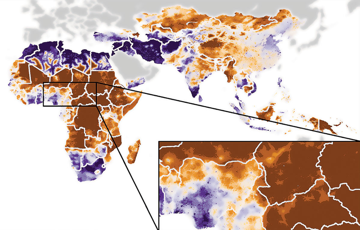 A predictive map shows areas with lower-quality housing materials