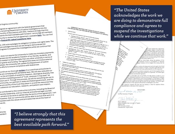 UVA-DOJ deal pauses investigations, adds reporting requirement 