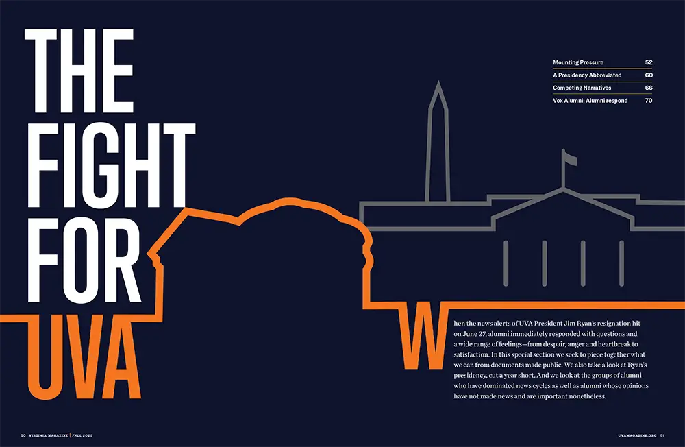 Virginia Magazine story introduction about the fight for UVA