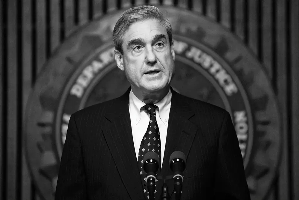 Robert Mueller speaking at a podium