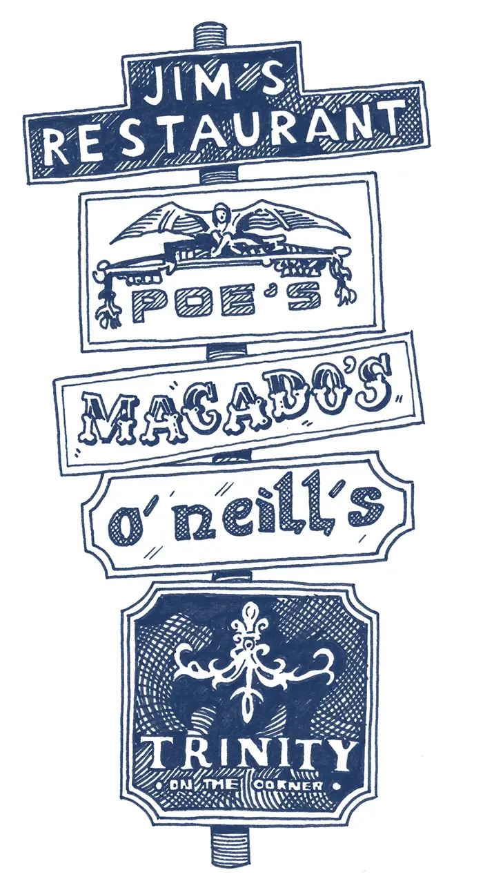 Illustration of restaurant signs