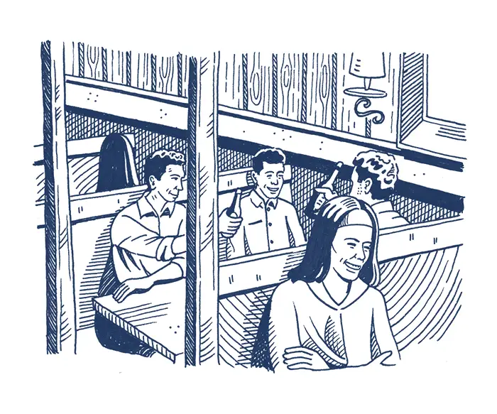 Illustration of booths at The Virginian Restaurant