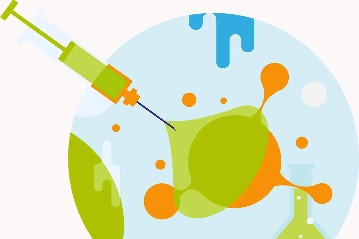 Illustration of vaccine and virus