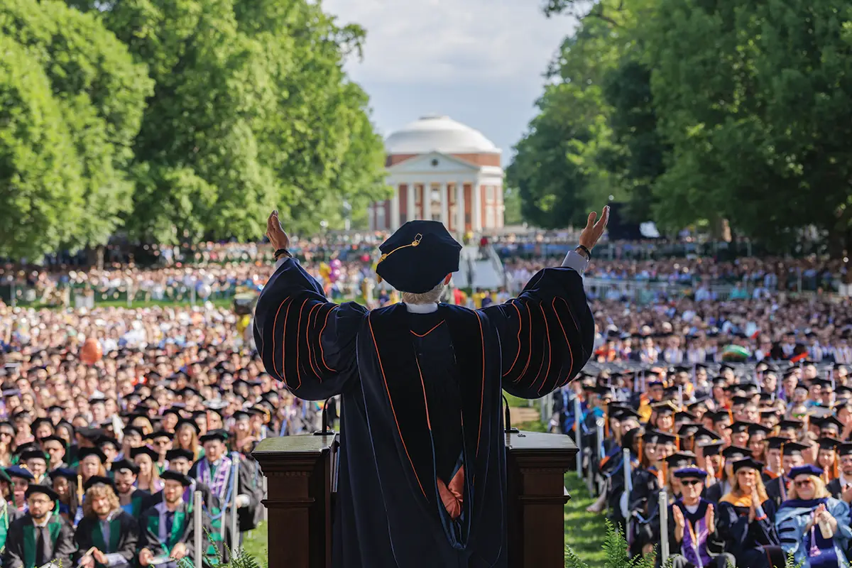 UVA President Scott Beardsley speaking at 2025 Final Exercises