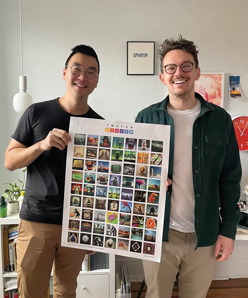 Twofer Goofer creators Arthur Wu and Collin Waldoch