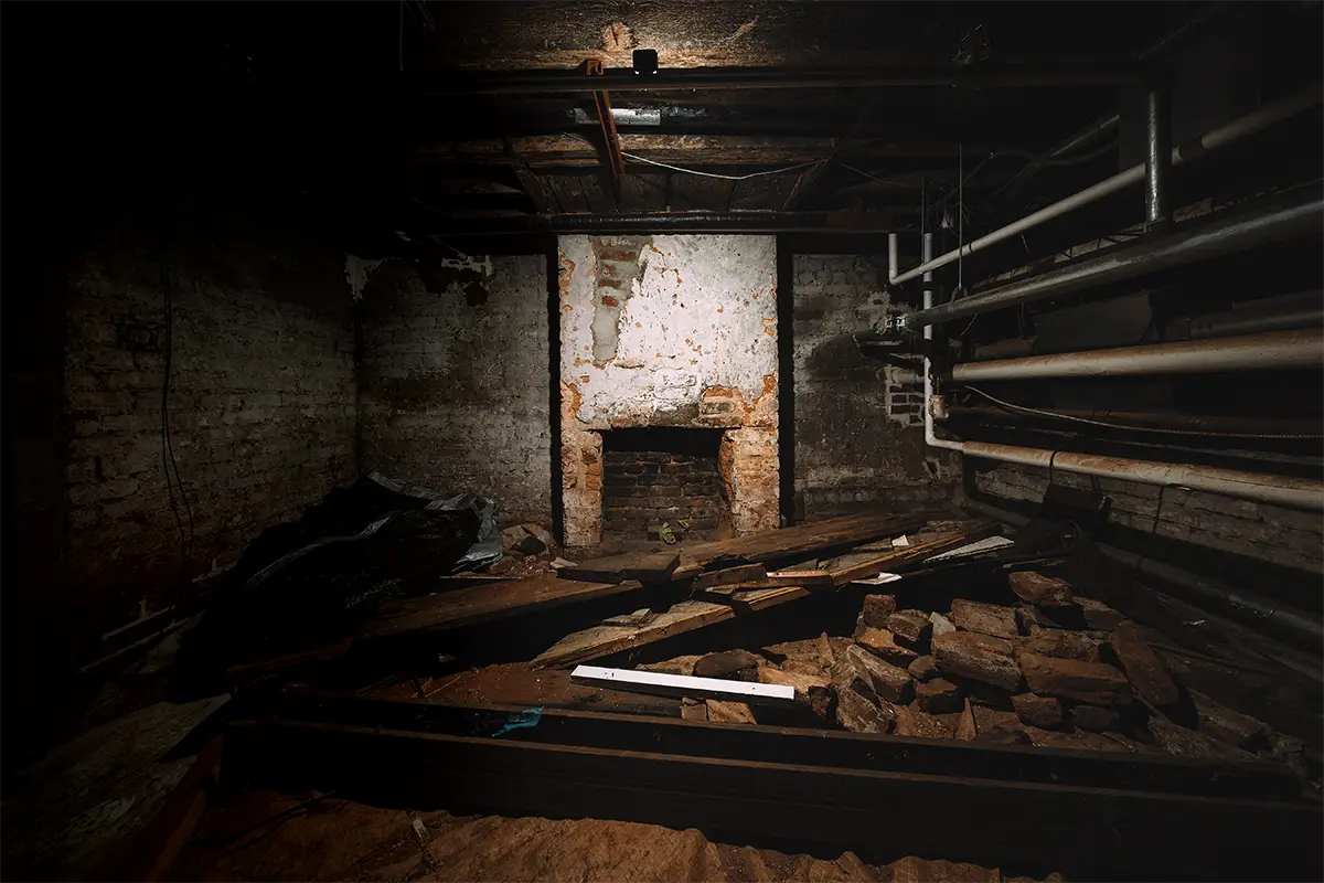 Enslaved people's quarters beneath beneath Lawn Room 22 