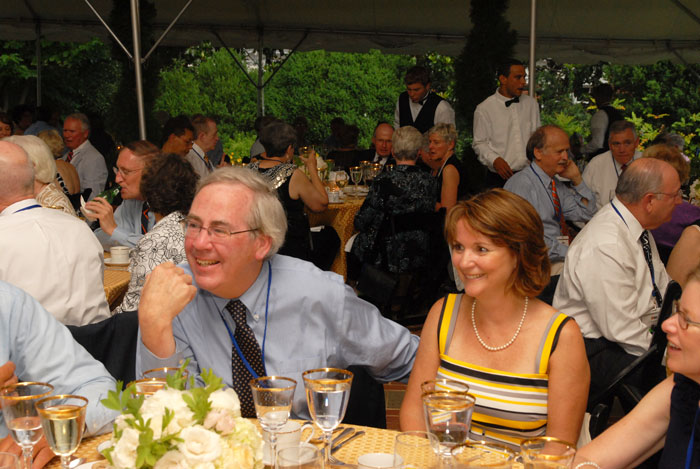 Enjoying old friends over a meal at Reunions