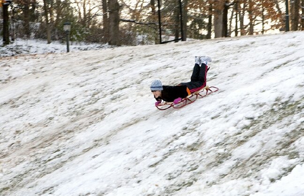 Students sledding